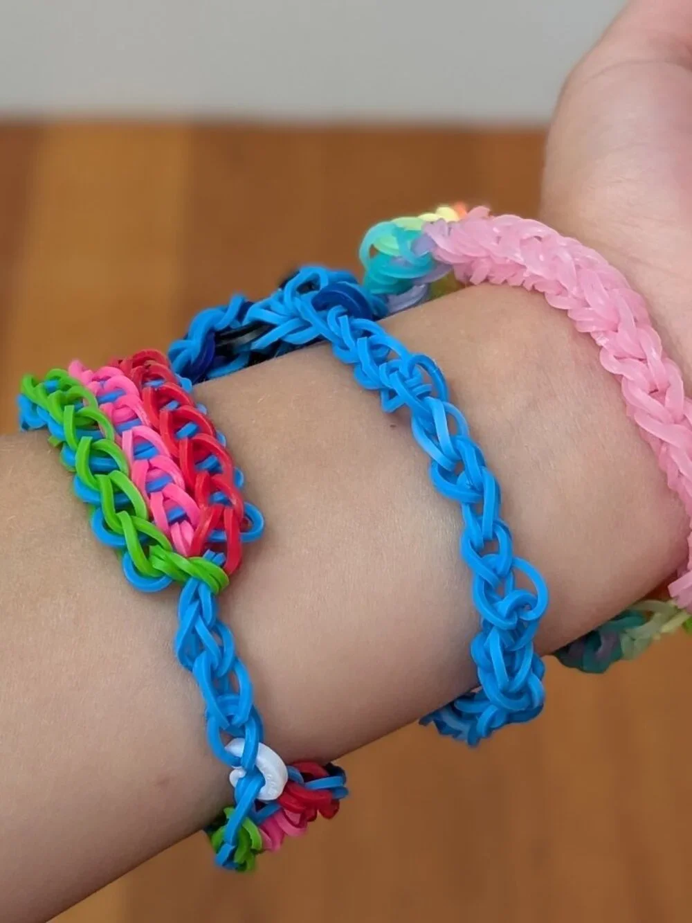 (3) Handmade Rainbow Loom Bracelets, Starburst, Triple Single & Geometric